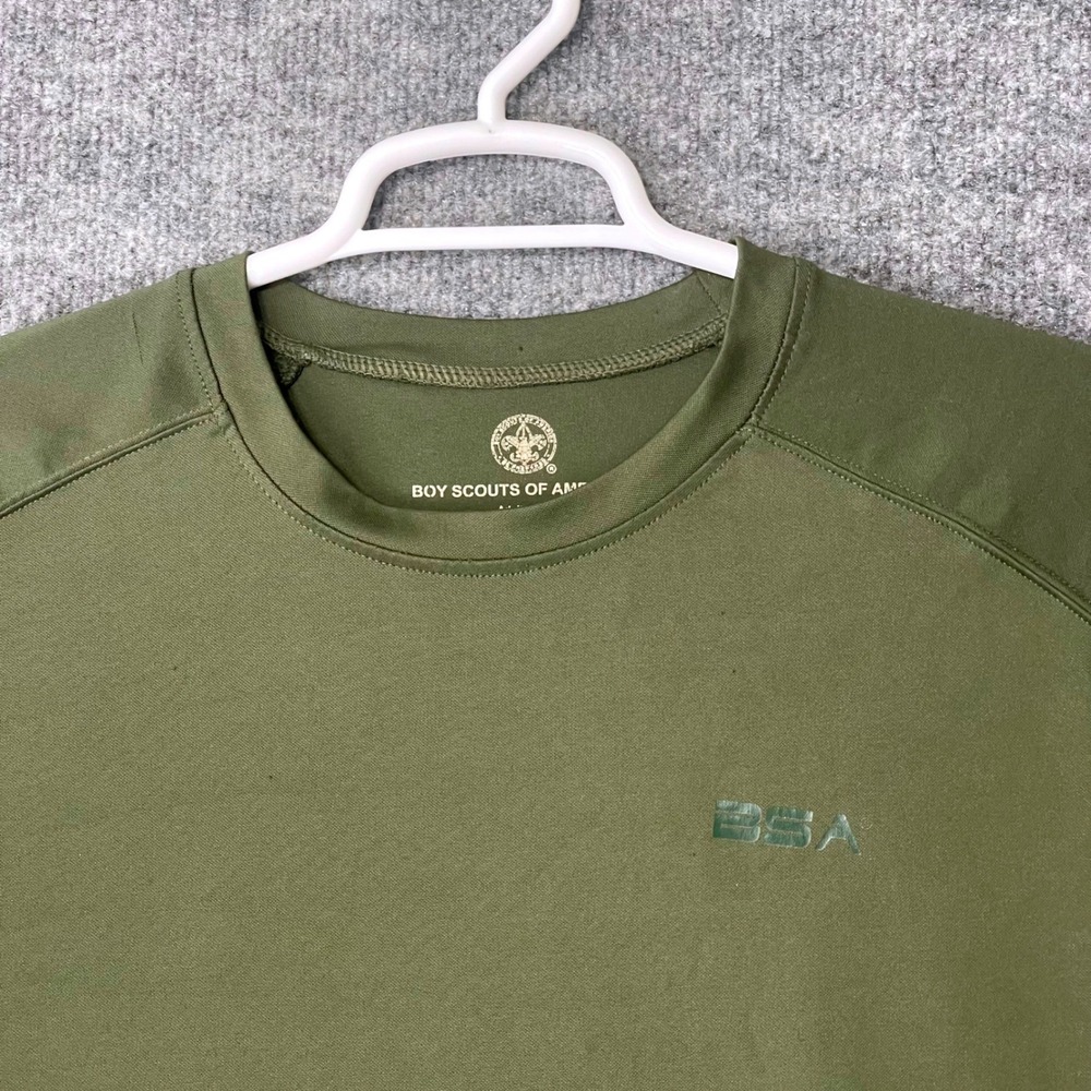 Boy Scouts of America BSA Mens XL Olive Green Performance T-Shirt Raglan Sleeve